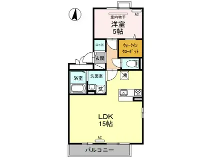 フローラ(1LDK/2階)の間取り写真