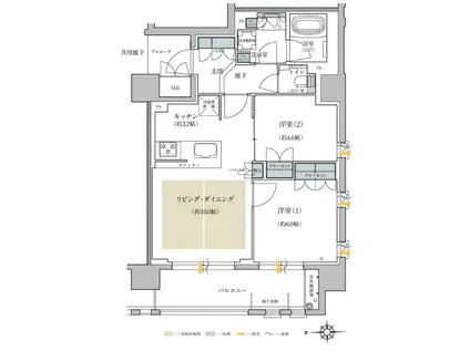プラネスーペリア京都四条河原町(2LDK/7階)の間取り写真