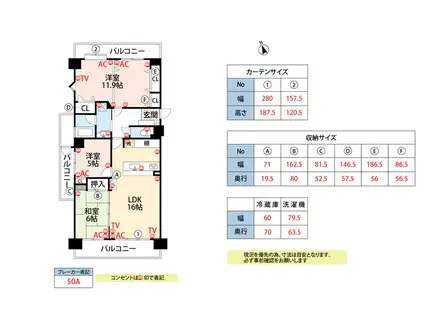 アーサー櫛原リベックス(3LDK/7階)の間取り写真