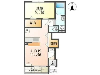 ラピュタ(1LDK/1階)の間取り写真