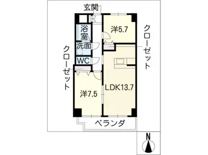 レインボウ御洲浜(2LDK/6階)の間取り写真