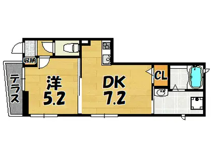 XEVO GRAN WOOD AGAWA(1DK/1階)の間取り写真