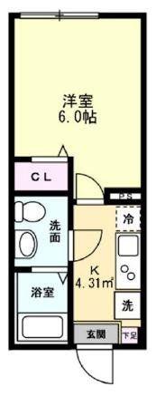 ルージュエール豊四季(1K/2階)の間取り写真