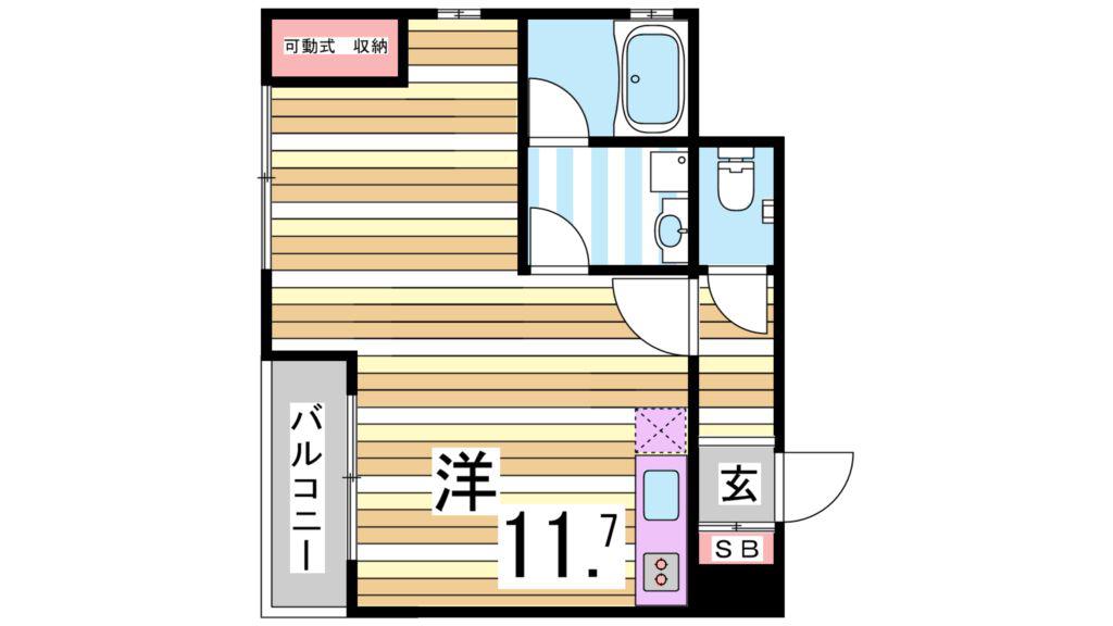 セルフィーユ三宮(1K/4階)の間取り写真