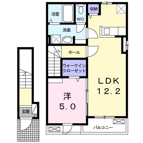 ドリームコスモス(1LDK/2階)の間取り写真