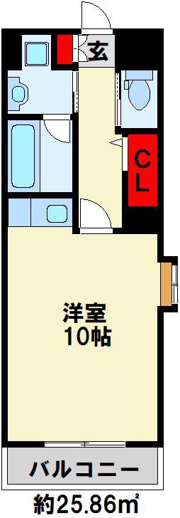 ヒルズ鍛冶町(1K/12階)の間取り写真