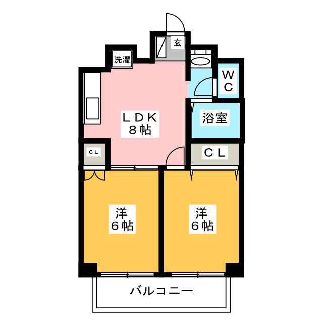 ヴィラセブン(2LDK/2階)の間取り写真