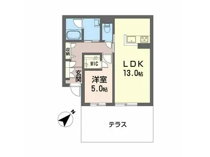 ルミエール曙町(1LDK/1階)の間取り写真