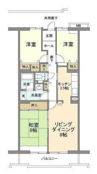 コーポレート中央林間2号棟(3LDK/3階)の間取り写真