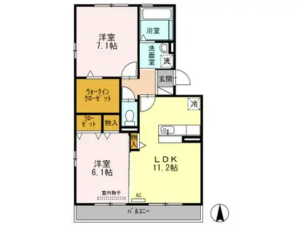 グリーンテラス A(2LDK/2階)の間取り写真