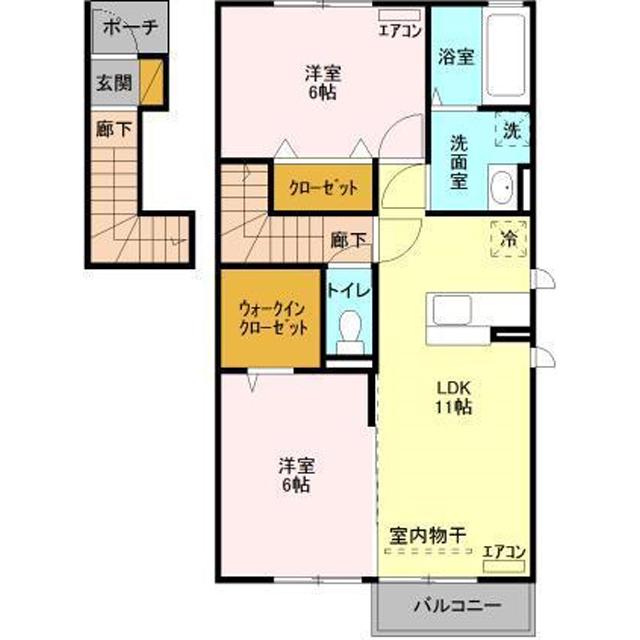 MISTRALII(2LDK/2階)の間取り写真