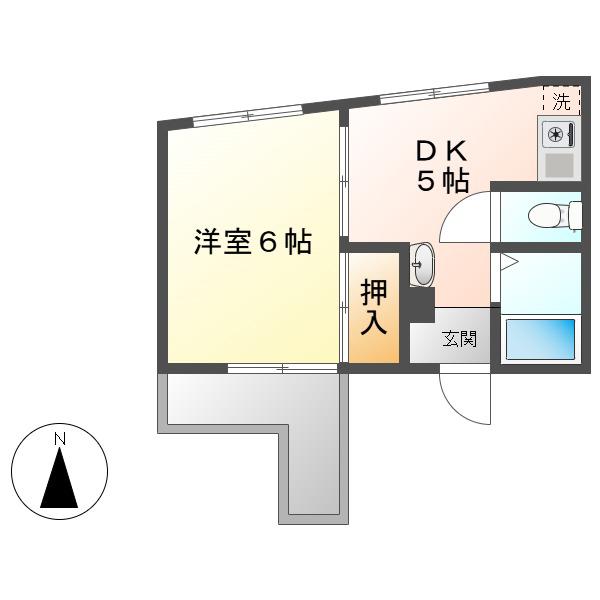 サンシティ南明(1DK/1階)の間取り写真