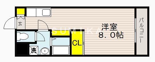 スカーレットハイム(1K/3階)の間取り写真