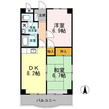 エルフ広沢(2DK/2階)の間取り写真
