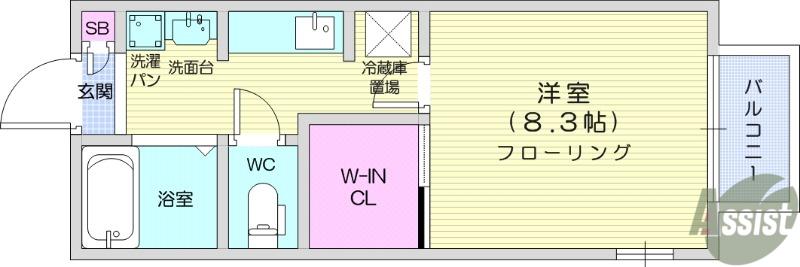 コンフォート詩音(1K/1階)の間取り写真