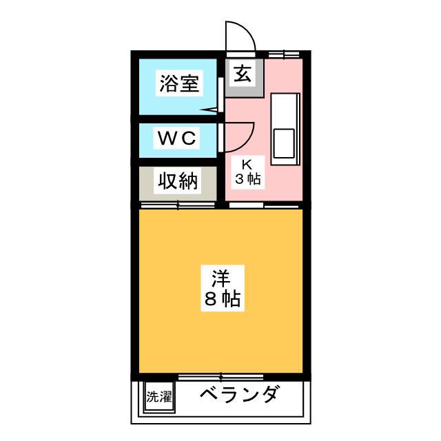 ハローハウス(1K/1階)の間取り写真
