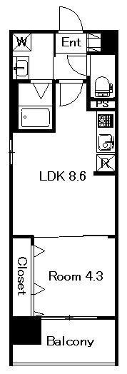 ALIVIO古町(1LDK/2階)の間取り写真