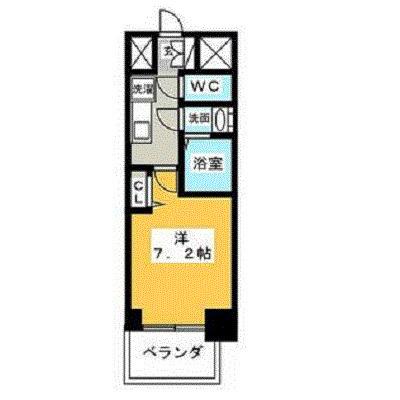 プレサンス丸の内アデル(1K/2階)の間取り写真