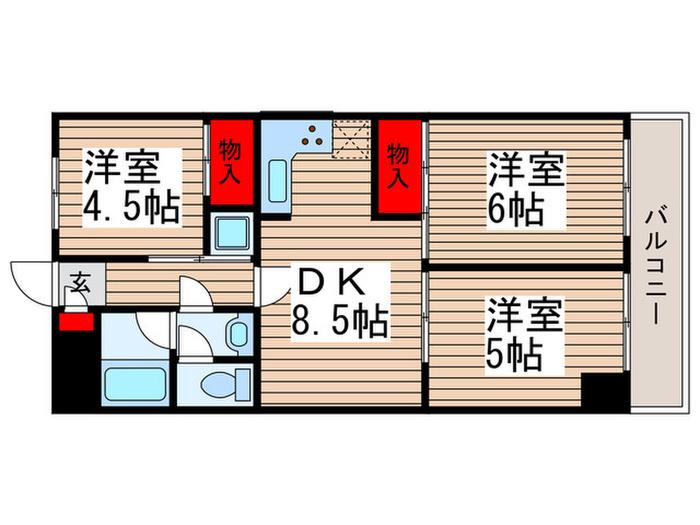 FOREST MANSION武蔵浦和(3DK/5階)の間取り写真