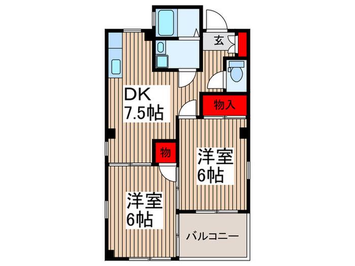 サンハイツ(2DK/3階)の間取り写真