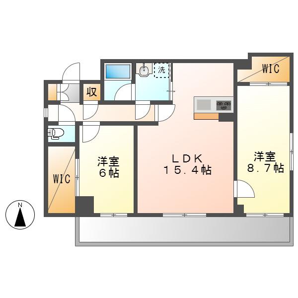 サリジェール瑞穂(2LDK/3階)の間取り写真