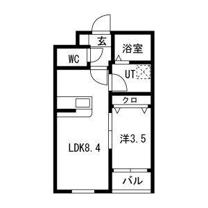 WANSTERRACE長久手(1LDK/1階)の間取り写真