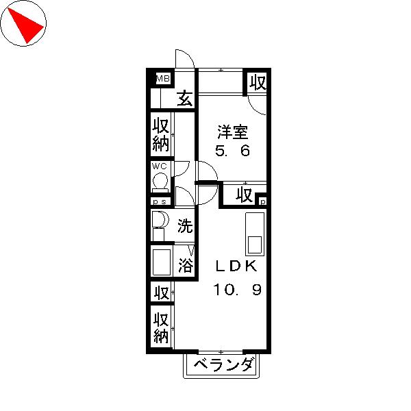サンライズ大宝(1LDK/1階)の間取り写真