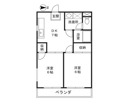 菊の園コーポ(2DK/1階)の間取り写真
