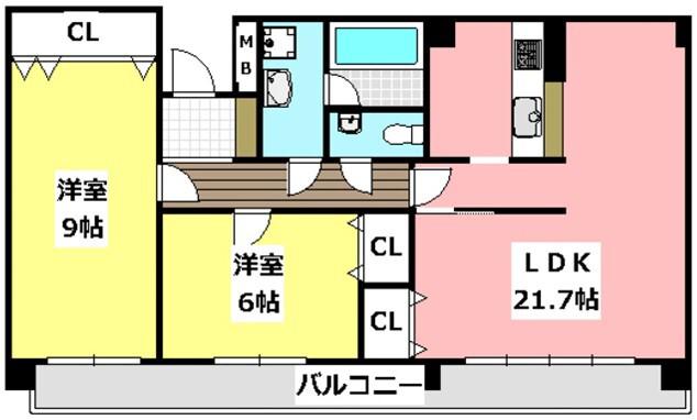 レジデンス ジュメーラ オアシス(2LDK/2階)の間取り写真