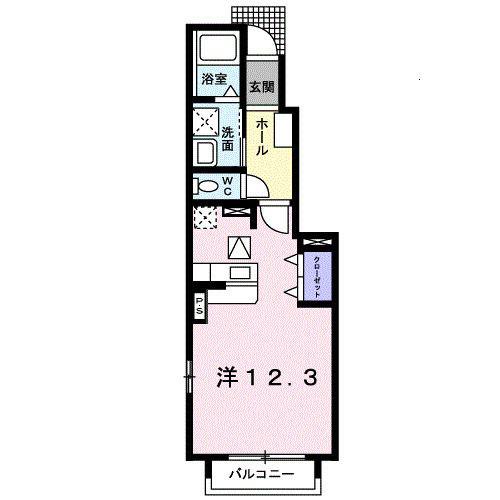ヴァンベール A(ワンルーム/1階)の間取り写真