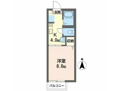 ペニーレイン(1K/1階)の間取り写真