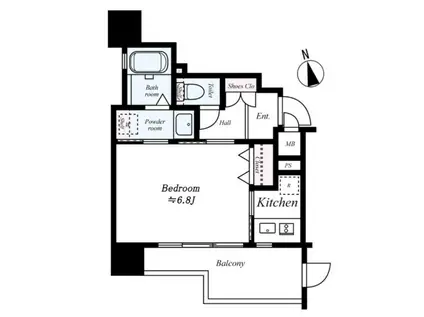 エイペックス大阪城西(1K/13階)の間取り写真