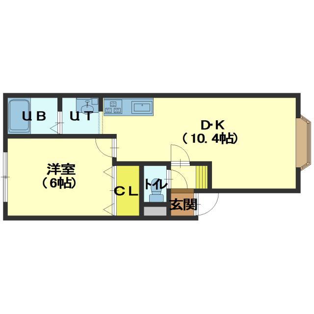 ハイブリッジMS松陰(1LDK/3階)の間取り写真