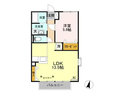ハイツジョイ(1LDK/2階)の間取り写真