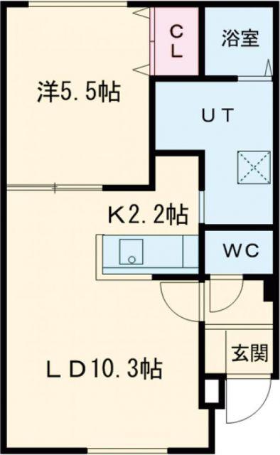 ルナパーク(1LDK/2階)の間取り写真
