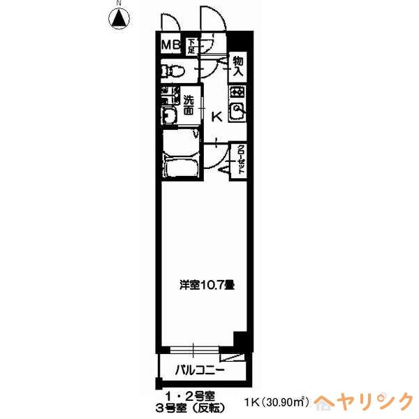 エクセル宝が丘(1K/3階)の間取り写真