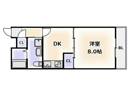 フクエビル(1DK/4階)の間取り写真