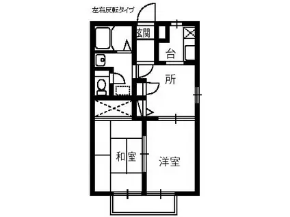 西中央ハイツII C(2K/1階)の間取り写真