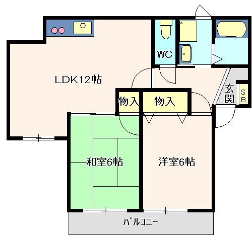 セラ西舞子Ⅳ(2LDK/2階)の間取り写真