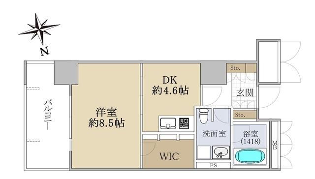 アップルタワーズ仙台ブローディアタワー(1DK/5階)の間取り写真