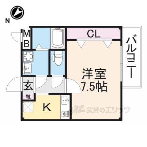 アルブルヴィラージュⅠ(1K/2階)の間取り写真