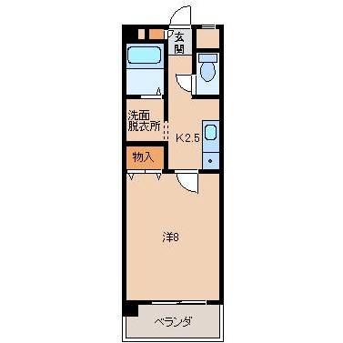 アーバンヴィラ岩出(1K/2階)の間取り写真