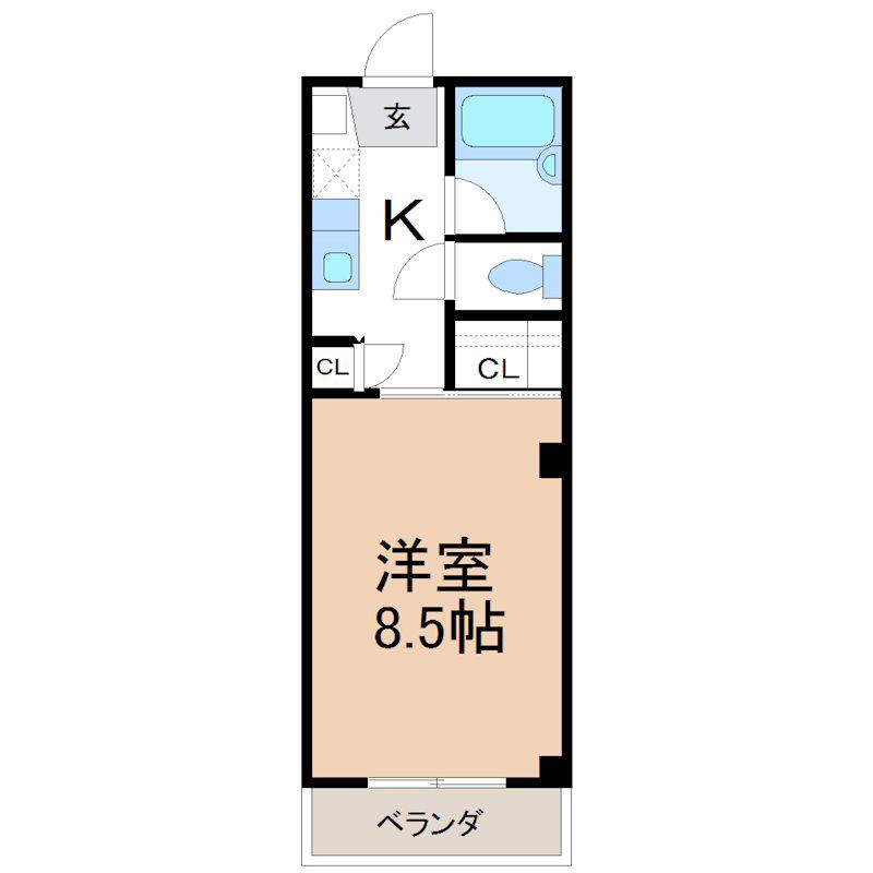 パレスハートC棟(1K/2階)の間取り写真