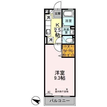 エスペランサ(1K/1階)の間取り写真