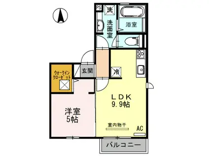 フェリオ吉田(1LDK/2階)の間取り写真