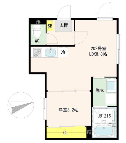 西新井栄町一丁目2B DIIRA(1LDK/2階)の間取り写真