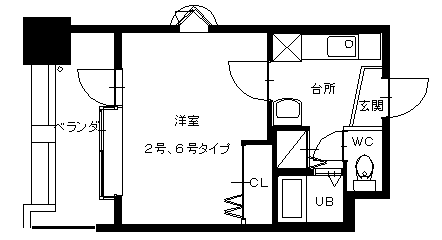 ニューサンリバー8番館(1K/7階)の間取り写真