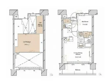 ブランシエスタ新丸子リバーフロント(1LDK/14階)の間取り写真