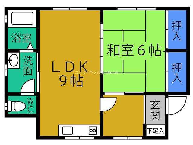 ディアス薬師(1LDK/1階)の間取り写真