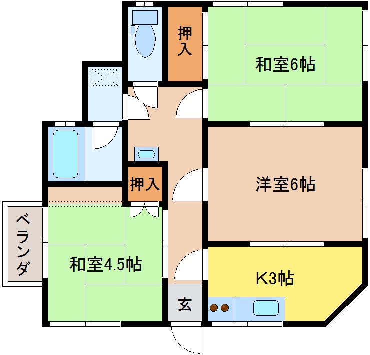 メゾン嵐 II(3K/1階)の間取り写真